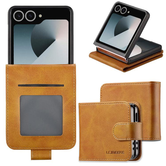 For Galaxy Z Flip8 5G LC.IMEEKE Calf Texture Leather Phone Case(Brown)