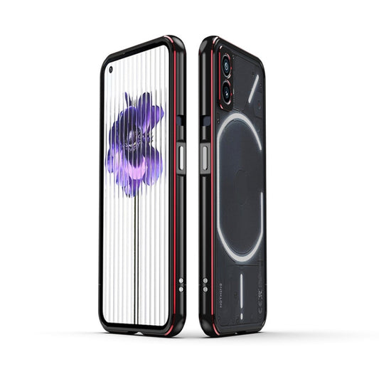 For Nothing Phone 2 Aurora Series Lens Protector + Metal Frame Protective Phone Case(Black Red) - Nothing Cases by buy2fix | Online Shopping UK | buy2fix