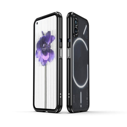 For Nothing Phone 2 Aurora Series Lens Protector + Metal Frame Protective Phone Case(Black Silver) - Nothing Cases by buy2fix | Online Shopping UK | buy2fix