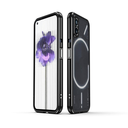 For Nothing Phone 2 Aurora Series Lens Protector + Metal Frame Protective Phone Case(Black Silver) - Nothing Cases by buy2fix | Online Shopping UK | buy2fix