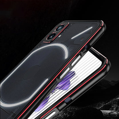 For Nothing Phone 2 Aurora Series Lens Protector + Metal Frame Protective Phone Case(Black Silver) - Nothing Cases by buy2fix | Online Shopping UK | buy2fix
