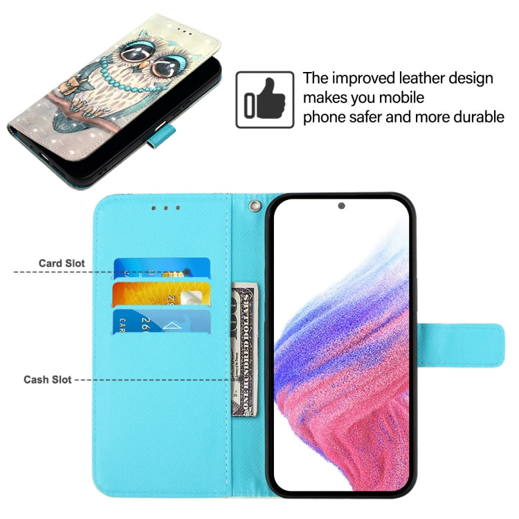 For Nothing CMF Phone 1 3D Painting Horizontal Flip Leather Phone Case(Grey Owl) - Nothing Cases by buy2fix | Online Shopping UK | buy2fix
