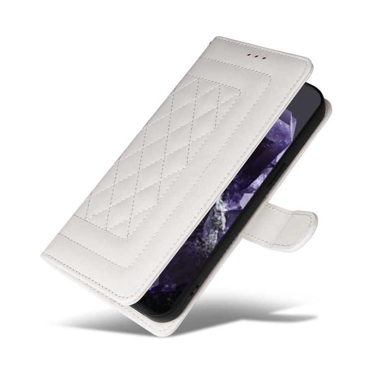 For Google Pixel 9 Diamond Lattice Leather Flip Phone Case(White) by buy2fix