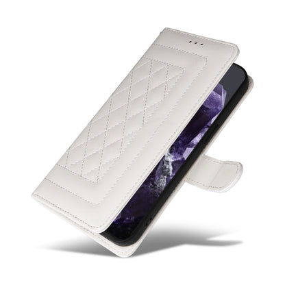 For Google Pixel 9 Diamond Lattice Leather Flip Phone Case(White) by buy2fix