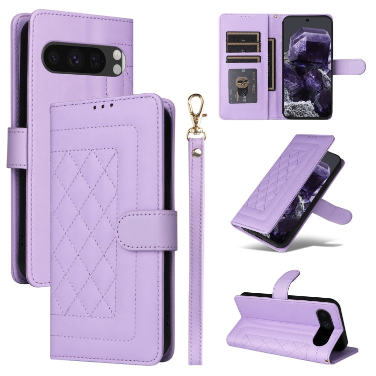 For Google Pixel 9 Diamond Lattice Leather Flip Phone Case(Light Purple) by buy2fix