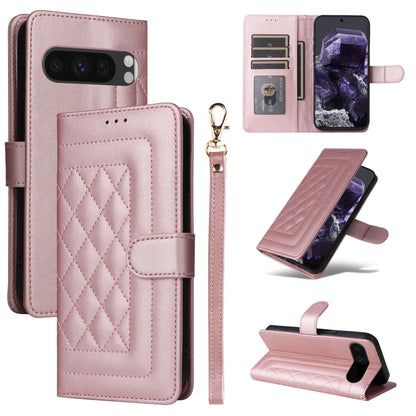 For Google Pixel 9 Diamond Lattice Leather Flip Phone Case(Rose Gold) by buy2fix