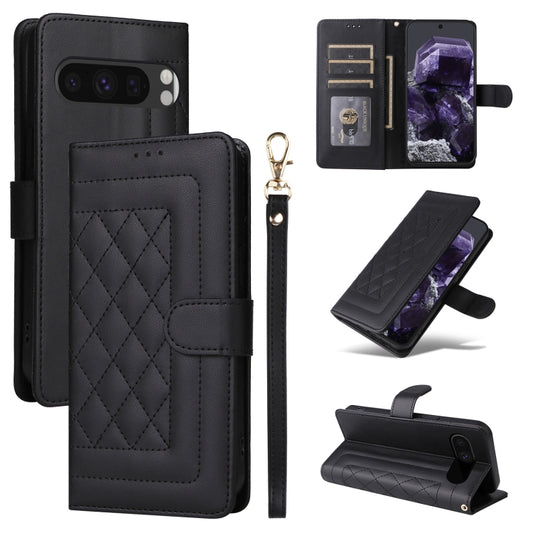 For Google Pixel 9 Diamond Lattice Leather Flip Phone Case(Black) by buy2fix