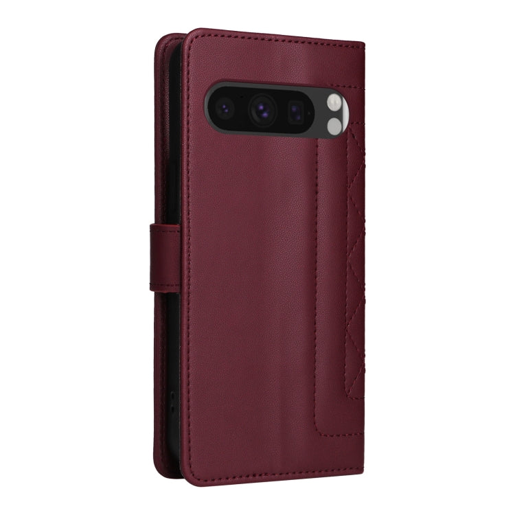 For Google Pixel 9 Pro Diamond Lattice Leather Flip Phone Case(Wine Red) by buy2fix
