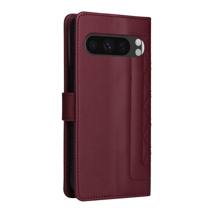 For Google Pixel 9 Pro Diamond Lattice Leather Flip Phone Case(Wine Red) by buy2fix