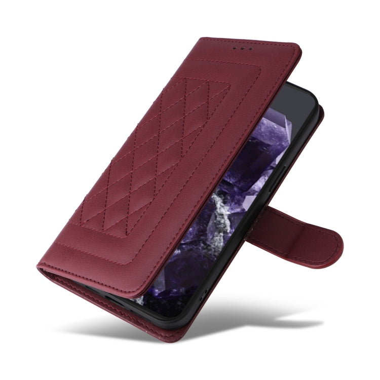 For Google Pixel 9 Pro Diamond Lattice Leather Flip Phone Case(Wine Red) by buy2fix