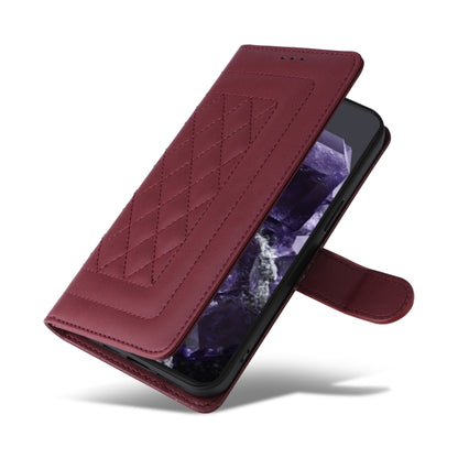 For Google Pixel 9 Pro Diamond Lattice Leather Flip Phone Case(Wine Red) by buy2fix