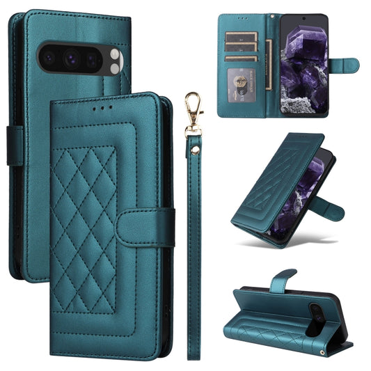 For Google Pixel 9 Pro Diamond Lattice Leather Flip Phone Case(Green) by buy2fix