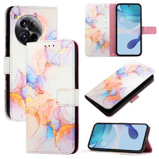 For OnePlus 12 5G Global PT003 Marble Pattern Flip Leather Phone Case(Galaxy Marble White) - OnePlus Cases by buy2fix | Online Shopping UK | buy2fix