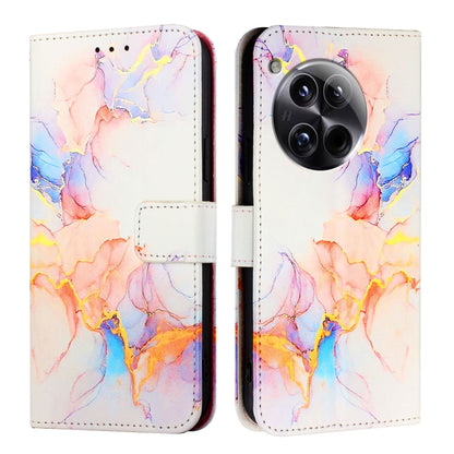 For OnePlus 12 5G Global PT003 Marble Pattern Flip Leather Phone Case(Galaxy Marble White) - OnePlus Cases by buy2fix | Online Shopping UK | buy2fix
