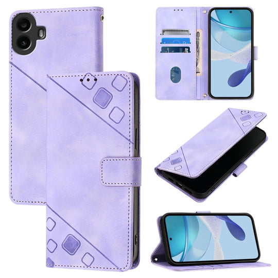 For Nothing CMF Phone 1 Skin-feel Embossed Leather Phone Case(Light Purple)