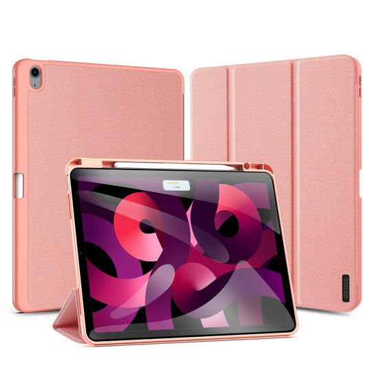For iPad Air 13 2024 / 2025 / 2026 DUX DUCIS Domo Series Cloth Texture Magnetic Leather Tablet Case(Pink)