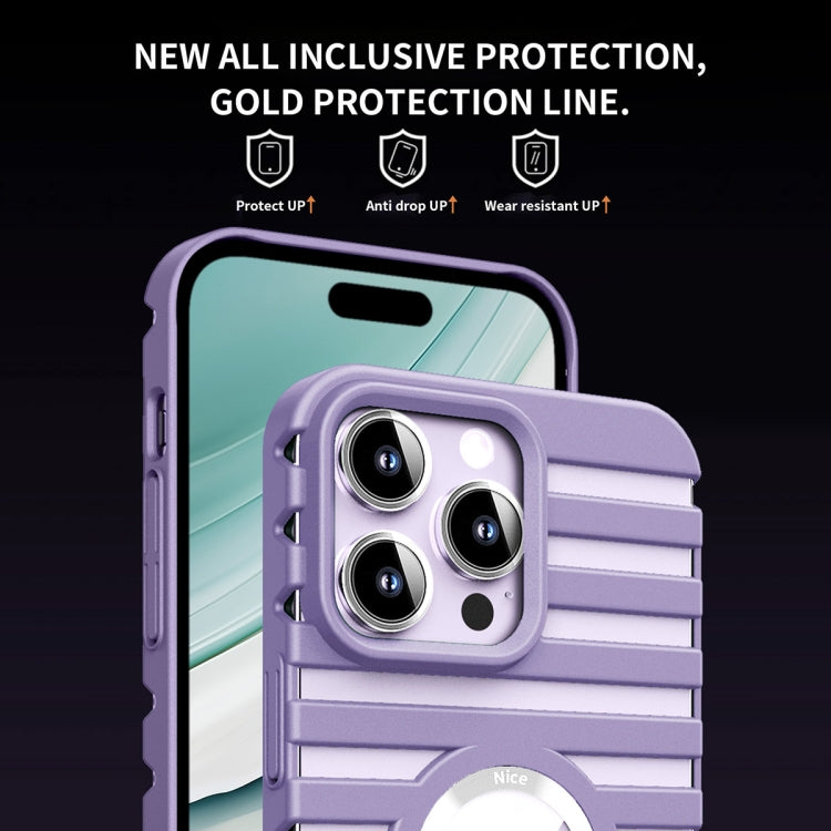 For iPhone 13 Pro Max Hollow Heat Dissipation MagSafe Magnetic PC Phone Case(Purple) by buy2fix