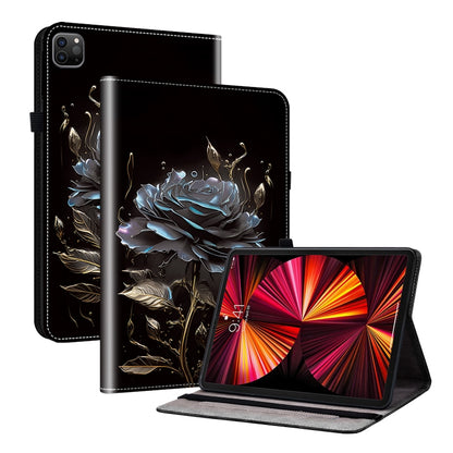 For iPad Pro 12.9 2022 / 2021 / 2020 Crystal Texture Painted Leather Smart Tablet Case(Black Rose) - iPad Pro 12.9 (2022/2021) Cases by buy2fix | Online Shopping UK | buy2fix