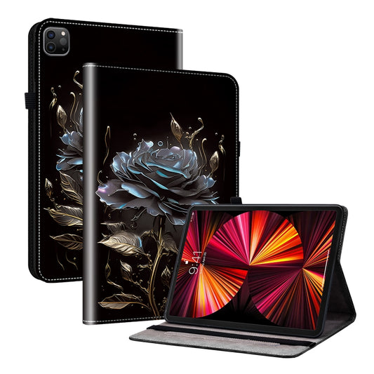 For iPad Pro 12.9 2022 / 2021 / 2020 Crystal Texture Painted Leather Smart Tablet Case(Black Rose) - iPad Pro 12.9 (2022/2021) Cases by buy2fix | Online Shopping UK | buy2fix