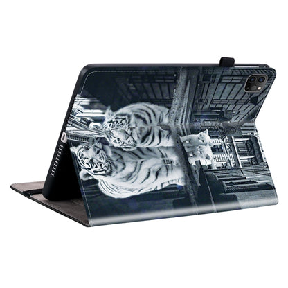 For iPad Pro 12.9 2022 / 2021 / 2020 Crystal Texture Painted Leather Smart Tablet Case(Cat Reflection Tiger) - iPad Pro 12.9 (2022/2021) Cases by buy2fix | Online Shopping UK | buy2fix