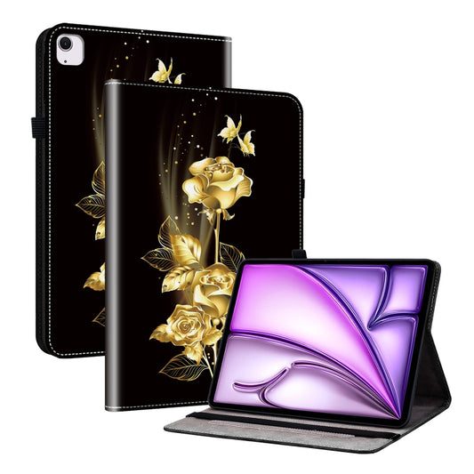 For iPad Air 13 2025 / 2024 Crystal Texture Painted Leather Smart Tablet Case(Gold Butterfly Rose) - iPad Air 13 2025 / 2024 Cases by buy2fix | Online Shopping UK | buy2fix