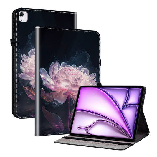 For iPad Air 11 2025 / 2024 Crystal Texture Painted Leather Smart Tablet Case(Purple Peony) - iPad Air 11 2025 / 2024 Cases by buy2fix | Online Shopping UK | buy2fix