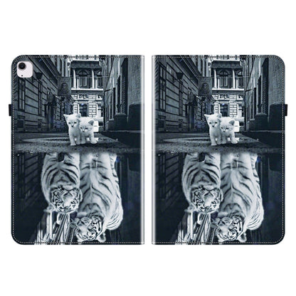 For iPad Air 11 2025 / 2024 Crystal Texture Painted Leather Smart Tablet Case(Cat Reflection Tiger) - iPad Air 11 2025 / 2024 Cases by buy2fix | Online Shopping UK | buy2fix