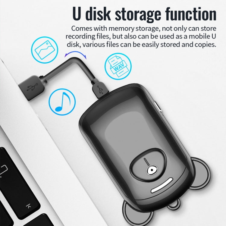 JNN Q6 Bear Smart Noise Cancelling Voice Recorder, Memory:32GB(Black) by JNN