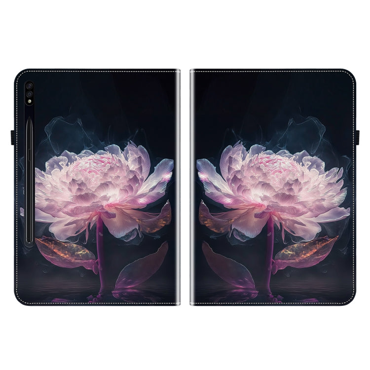 For Samsung Galaxy Tab S7 FE / S8+ / S7+ Crystal Texture Painted Leather Tablet Case(Purple Peony) by buy2fix
