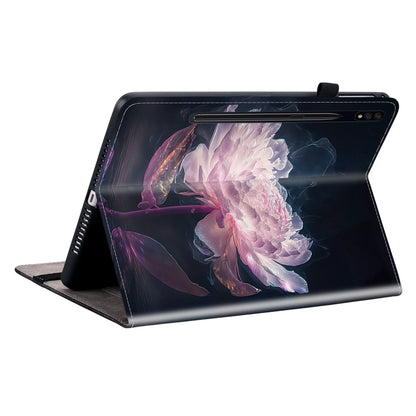 For Samsung Galaxy Tab S7 FE / S8+ / S7+ Crystal Texture Painted Leather Tablet Case(Purple Peony) by buy2fix