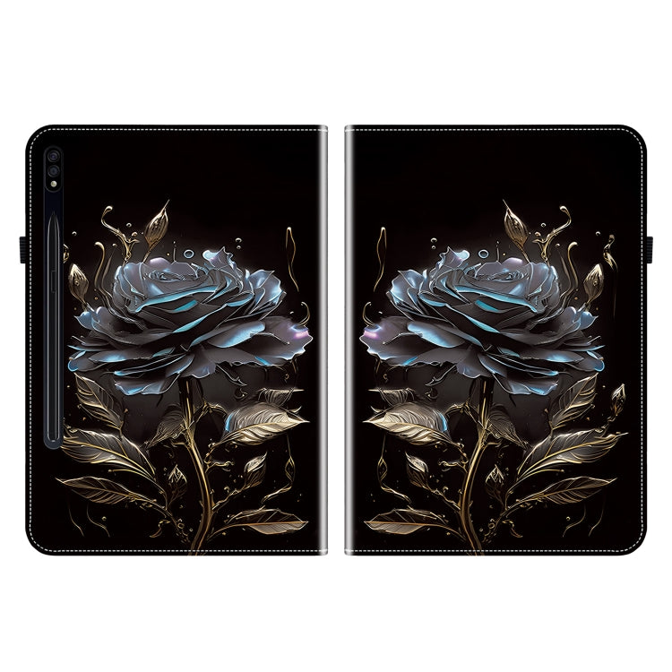 For Samsung Galaxy Tab S7 FE / S8+ / S7+ Crystal Texture Painted Leather Tablet Case(Black Rose) by buy2fix