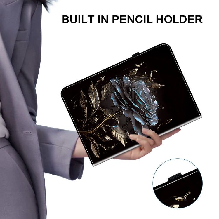 For Samsung Galaxy Tab S7 FE / S8+ / S7+ Crystal Texture Painted Leather Tablet Case(Black Rose) by buy2fix