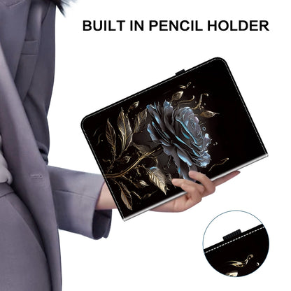 For Samsung Galaxy Tab S7 FE / S8+ / S7+ Crystal Texture Painted Leather Tablet Case(Black Rose) by buy2fix