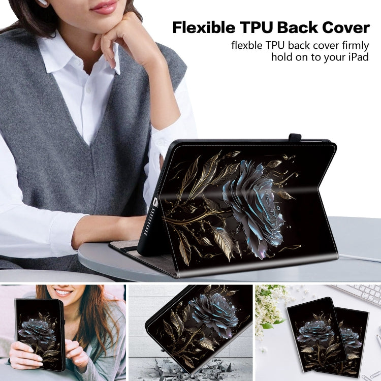 For Samsung Galaxy Tab S7 FE / S8+ / S7+ Crystal Texture Painted Leather Tablet Case(Black Rose) by buy2fix