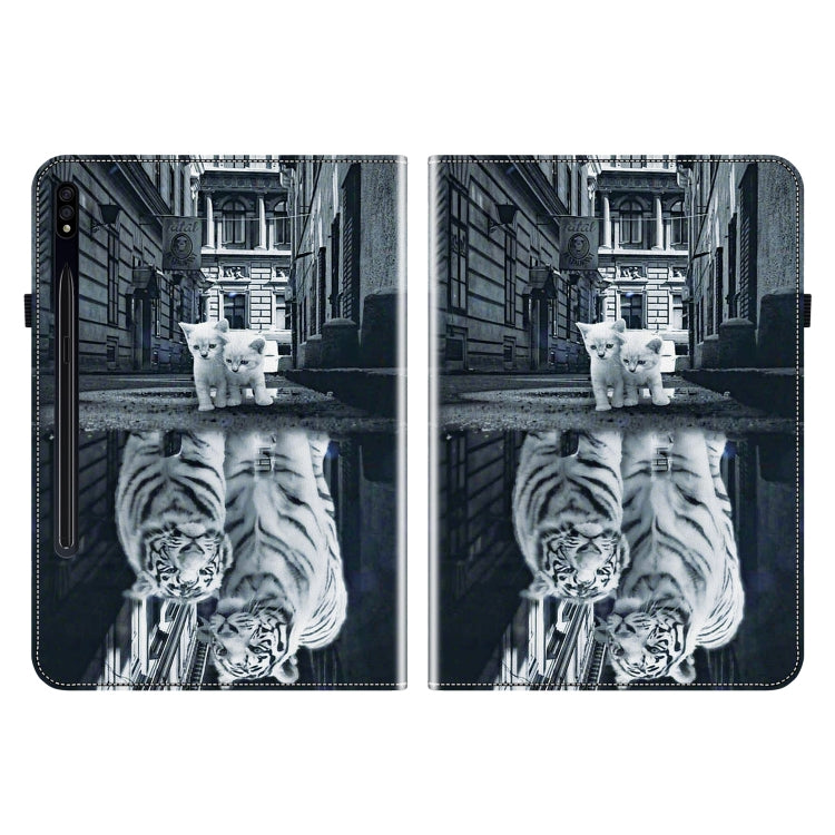 For Samsung Galaxy Tab S7 FE / S8+ / S7+ Crystal Texture Painted Leather Tablet Case(Cat Reflection Tiger) by buy2fix