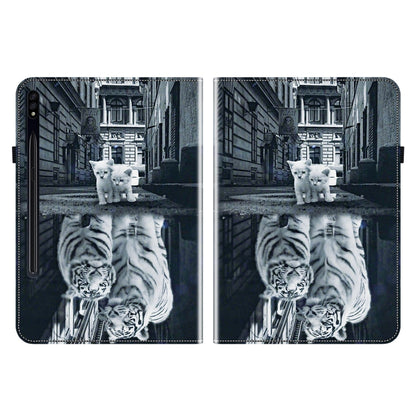 For Samsung Galaxy Tab S7 FE / S8+ / S7+ Crystal Texture Painted Leather Tablet Case(Cat Reflection Tiger) by buy2fix