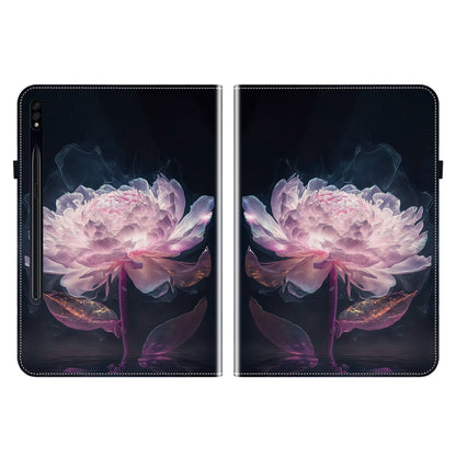 For Samsung Galaxy Tab S7 / S8 Crystal Texture Painted Leather Tablet Case(Purple Peony) by buy2fix