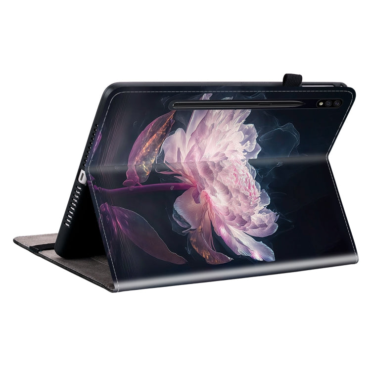 For Samsung Galaxy Tab S7 / S8 Crystal Texture Painted Leather Tablet Case(Purple Peony) by buy2fix