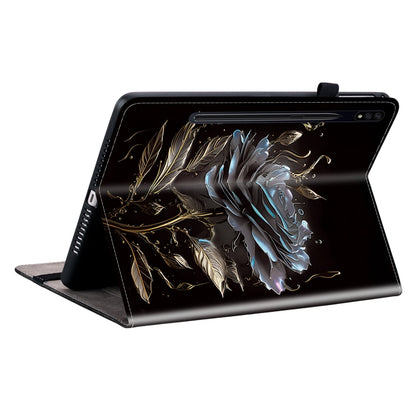 For Samsung Galaxy Tab S7 / S8 Crystal Texture Painted Leather Tablet Case(Black Rose) by buy2fix