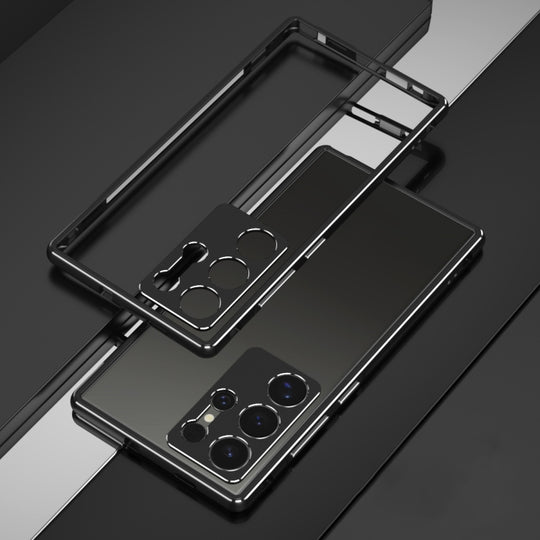 For Samsung Galaxy S24 Ultra 5G Aurora Series Lens Protector + Metal Frame Phone Case(Black Silver)