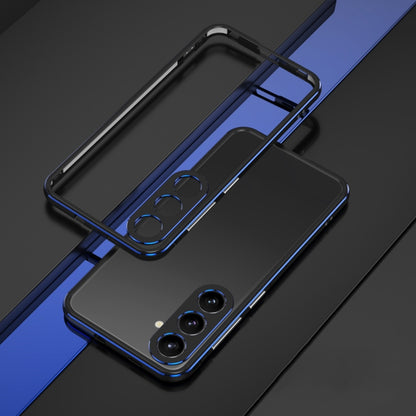 For Samsung Galaxy S24+ 5G Aurora Series Lens Protector + Metal Frame Phone Case(Black Blue) - Galaxy S24+ 5G Cases by buy2fix | Online Shopping UK | buy2fix