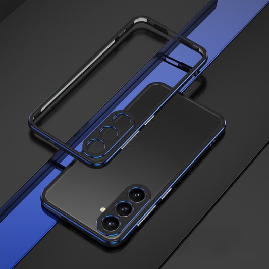 For Samsung Galaxy S24+ 5G Aurora Series Lens Protector + Metal Frame Phone Case(Black Blue) - Galaxy S24+ 5G Cases by buy2fix | Online Shopping UK | buy2fix