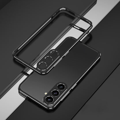 For Samsung Galaxy S24 5G Aurora Series Lens Protector + Metal Frame Phone Case(Black Silver) - Galaxy S24 5G Cases by buy2fix | Online Shopping UK | buy2fix