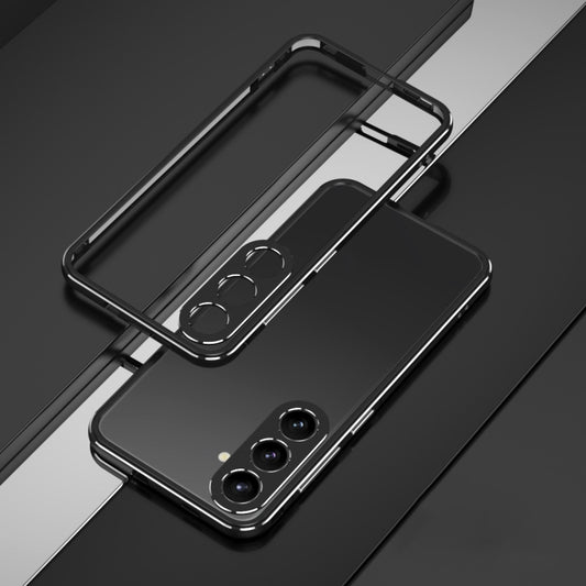 For Samsung Galaxy S24 5G Aurora Series Lens Protector + Metal Frame Phone Case(Black Silver) - Galaxy S24 5G Cases by buy2fix | Online Shopping UK | buy2fix