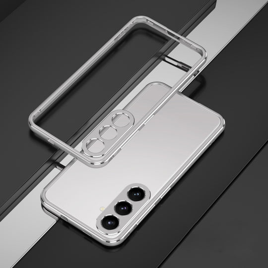 For Samsung Galaxy S24 5G Aurora Series Lens Protector + Metal Frame Phone Case(Silver)