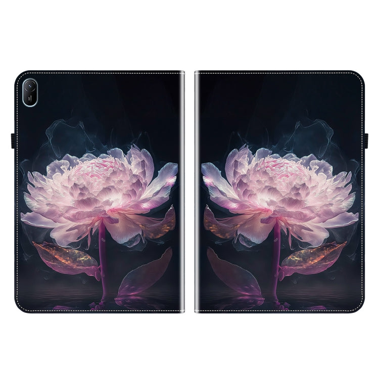 For Huawei MatePad SE 11 2024 Crystal Texture Painted Leather Smart Tablet Case(Purple Peony) - Huawei by buy2fix | Online Shopping UK | buy2fix
