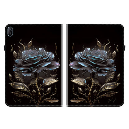 For Huawei MatePad SE 11 2024 Crystal Texture Painted Leather Smart Tablet Case(Black Rose) - Huawei by buy2fix | Online Shopping UK | buy2fix