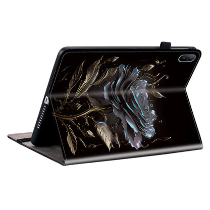 For Huawei MatePad SE 11 2024 Crystal Texture Painted Leather Smart Tablet Case(Black Rose) - Huawei by buy2fix | Online Shopping UK | buy2fix