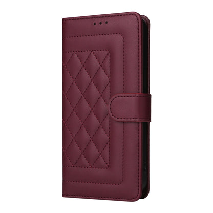 For iPhone 16 Diamond Lattice Leather Flip Phone Case(Wine Red) - iPhone 16 Cases by buy2fix | Online Shopping UK | buy2fix