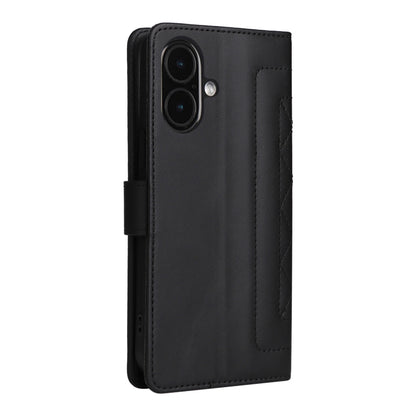 For iPhone 16 Diamond Lattice Leather Flip Phone Case(Black) - iPhone 16 Cases by buy2fix | Online Shopping UK | buy2fix